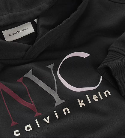 Calvin Klein Hættetrøje - Cropped - NYC Graphic - CK Black