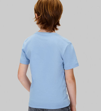 Calvin Klein T-shirt - Chest Monologo - Faded Denim Blue