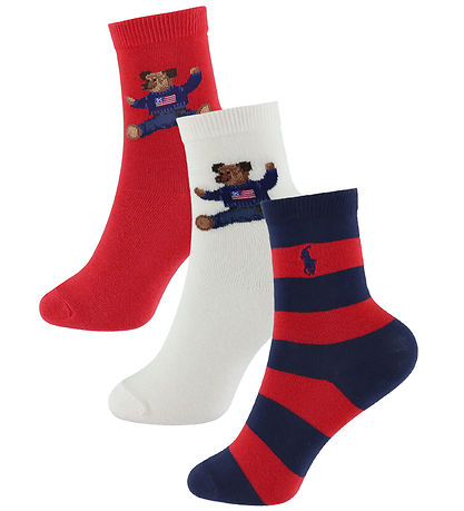Polo Ralph Lauren Strømper - 3-pak - Hvid/Navy/Rød