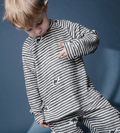 That's Mine Bluse - Rib - Aksel - Mono Dino Stripe