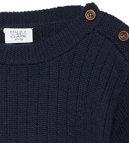 Hust and Claire Bluse - Strik - HCPil Wool Rib - More Navy