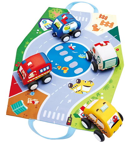 Hape Biler - Pull-Back Plush Car Set - 4-pak