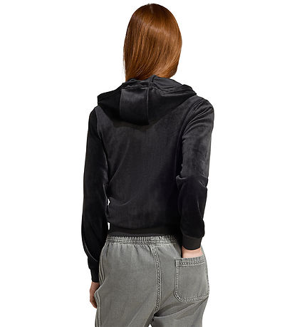 adidas Originals Hættetrøje - VELOUR Z HOODIE - Sort/Hvid