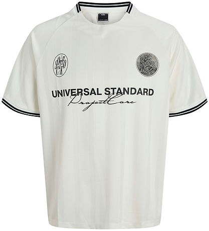Jack & Jones T-shirt - JcoCover Retro Football - Cloud Dancer