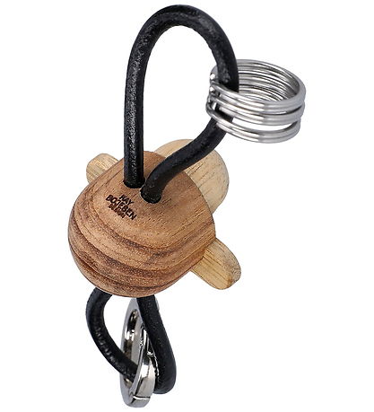 Kay Bojesen Nøglering - Abe/Sølv - Sort Læder Teak/Limba