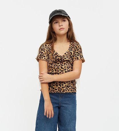 Mads Nørgaard T-shirt - Tiki - Rib - Leopard/Sort