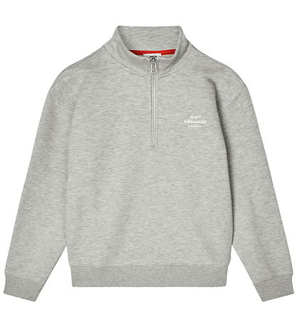 Mads Nørgaard Sweatshirt - Half Zip - Grey Melange