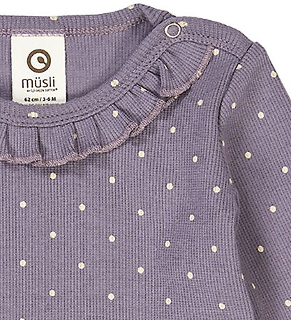 Müsli Bluse - Rib - Dot - Lilac Fog/Oak