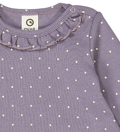 Müsli Kjole - Rib - Dot - Lilac Fog/Oak