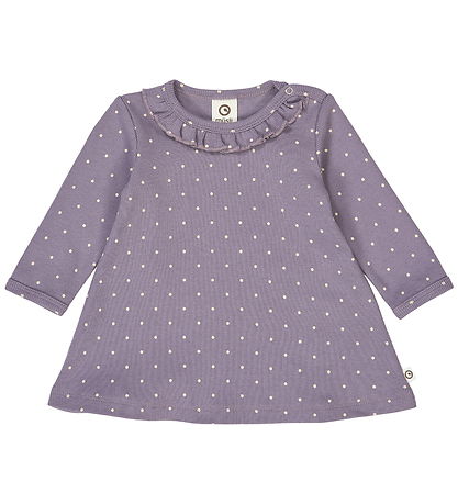 Müsli Kjole - Rib - Dot - Lilac Fog/Oak