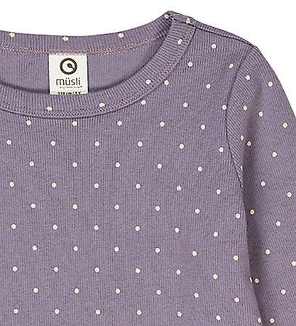 Müsli Bluse - Rib - Dot - Lilac Fog/Oak