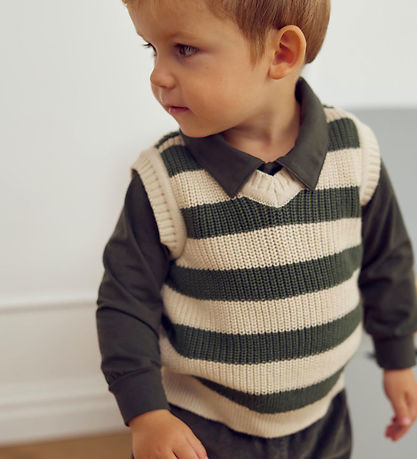 Müsli Vest - Strik - Stripe - Oak