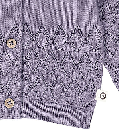 Müsli Cardigan - Strik - Leaf - Lilac Fog m. Hulmønster