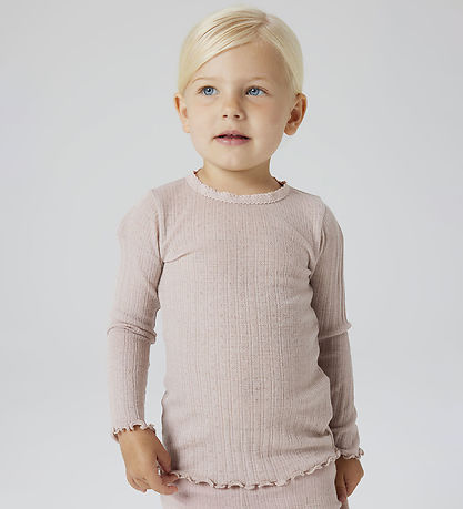 Name It Bluse - Uld/Silke - Rib - NmfWossa - Shadow Gray