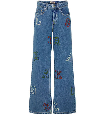 Kids Only Jeans - Wide - KogJuicy - Medium Blue Denim/LETTERS