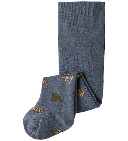 Name It Strømpebukser - Uld/Bomuld - NbmWak - Folkstone Gray/WOR