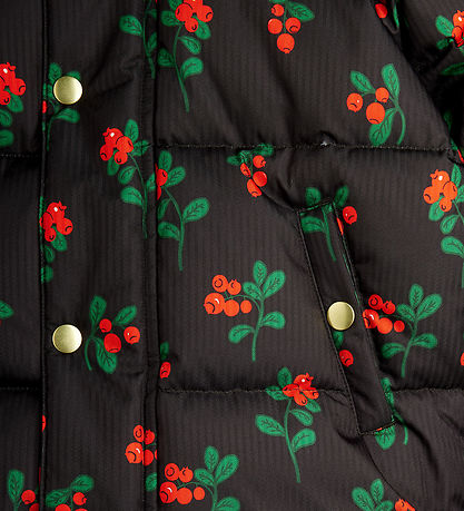 Mini Rodini Vinterjakke - Lingonberries Hooded Puffer - Sort
