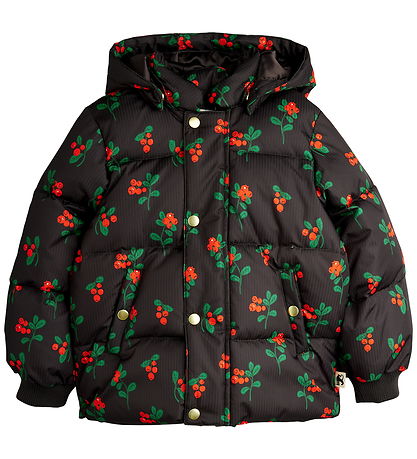 Mini Rodini Vinterjakke - Lingonberries Hooded Puffer - Sort
