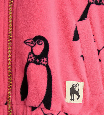 Mini Rodini Fleecejakke - Penguin - Pink