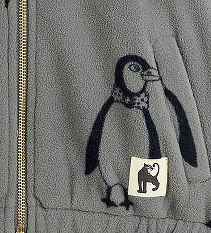 Mini Rodini Fleecejakke - Penguin - Grå