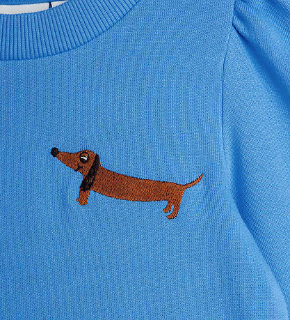 Mini Rodini Kjole - Sweatdress - Dog - Blå