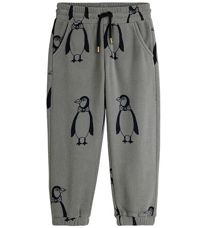 Mini Rodini Fleecebukser - Penguin - Grå