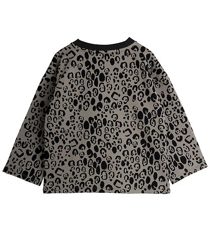 Mini Rodini Bluse - Leopard Brushed Top - Grå/Sort