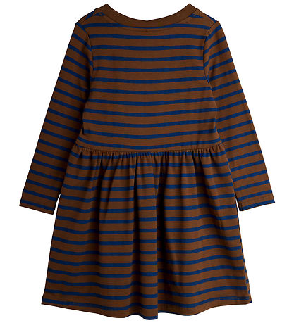 Mini Rodini Kjole - Stripe Bird Patch - Brun/Blå