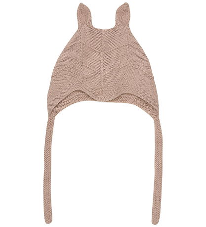 Huttelihut Babyhjelm m. Ører - Alpakauld - Strik - Mahogany Rose
