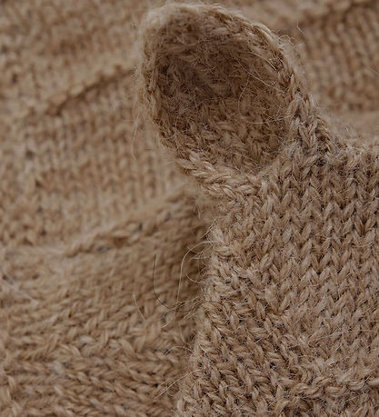 Huttelihut Babyhjelm m. Ører - Alpakauld - Strik - Camel Melange