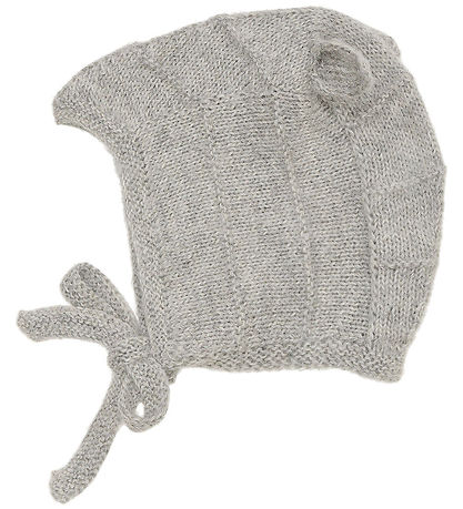 Huttelihut Babyhjelm m. Ører - Alpakauld - Strik - Gråmeleret