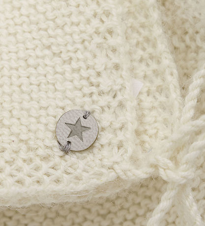 Huttelihut Babyhjelm m. Kvast - Alpakauld - Strik - Off-white 