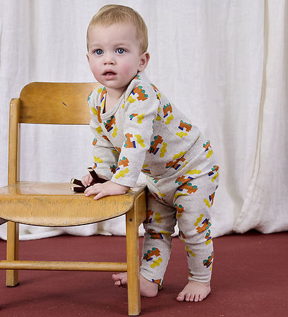 Bobo Choses Body l/æ - Choo Choo All Over - Light Grey Heather