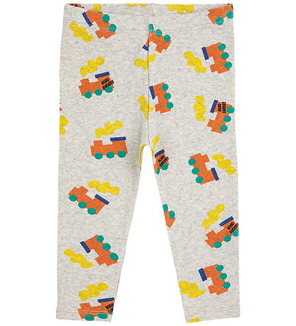 Bobo Choses Leggings - Choo Choo All Over - Light Grey Heather