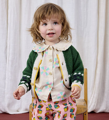 Bobo Choses Cardigan - Strik - Uld - Kaleidoscope jacquard - Grø
