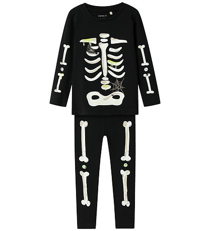 Name It Nattøj - 2-delt - Glow In The Dark  - NmnOwen - Black/Le
