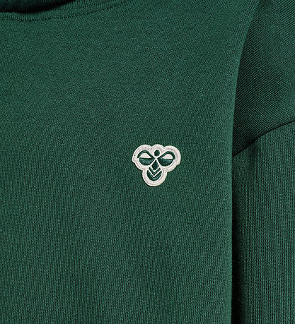 Hummel Hættetrøje - HmlJR - Mørkegrøn m. Logo