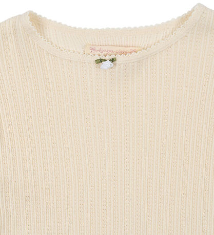 Konges Sløjd Bluse - Rib - Papin - Antique White m. Hulmønster