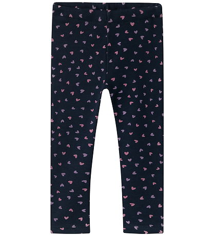 Name It Leggings m. Fleece - NmfDavina - Dark Sapphire/Heart AOP