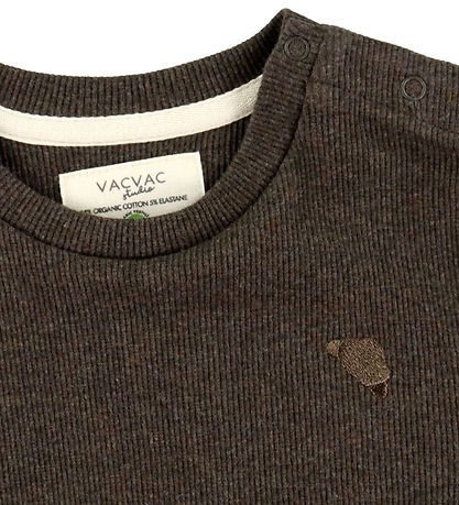 VACVAC Bluse - Carlet - Rib - Dark Brown Melange