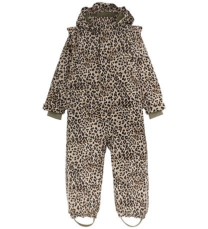 En Fant Flyverdragt - m. Teddy - Frills - Pine Bark m. Leopard