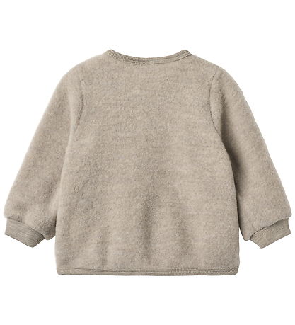 Wheat Cardigan - Uld - Fleece - Kari - Khaki Melange