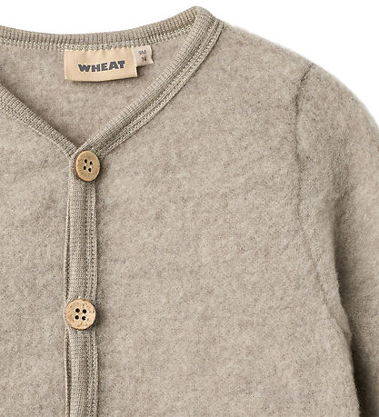 Wheat Cardigan - Uld - Fleece - Kari - Khaki Melange