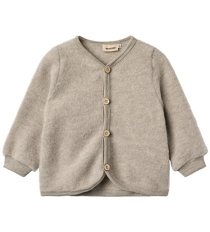 Wheat Cardigan - Uld - Fleece - Kari - Khaki Melange