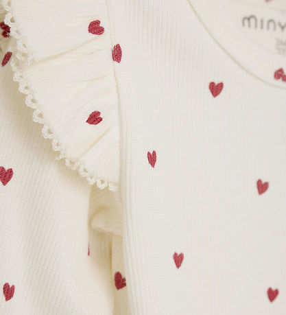 Minymo Body l/æ - Rib - Eggnog m. Hjerter