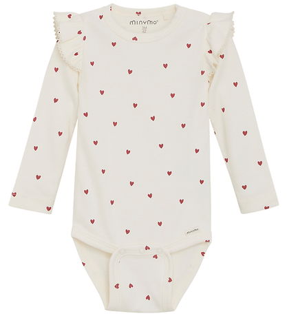 Minymo Body l/æ - Rib - Eggnog m. Hjerter