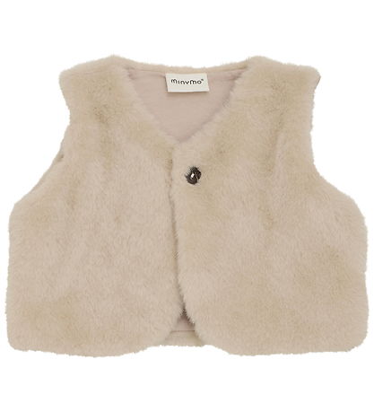 Minymo Vest - Imiteret Pels - Smoke Gray