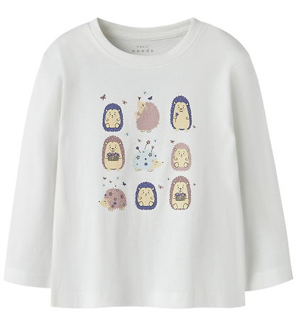 Name It Bluse - NmfVeen - Bright White/Hedgehogs