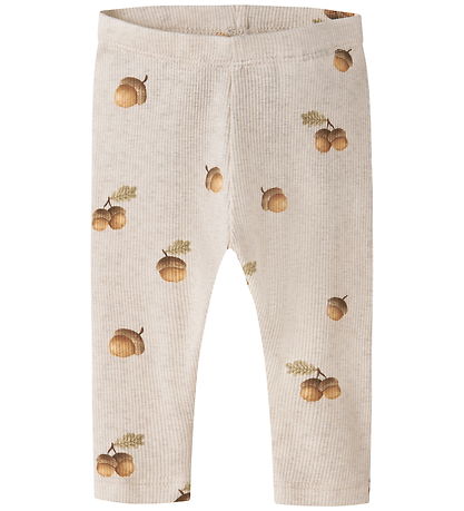 Name It Leggings - Rib - NbmOlyan - Peyote Melange m. Agern