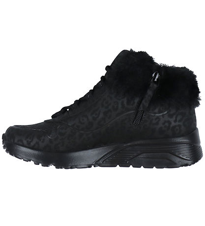 Skechers Støvler - Uno Lite Cozy Leopard - Sort